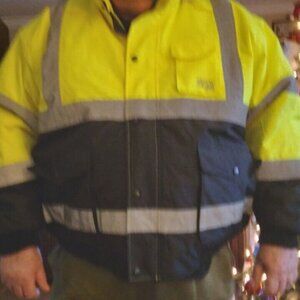 Gravel Gear Hi Vis Waterproof Coat With Zip In Fleece Lining Mens 4X